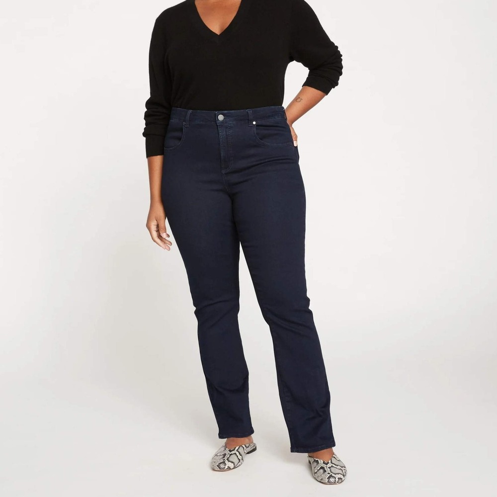 Universal Standard Marne High Rise Relaxed Bootcut Jeans Dark Blue Wash Women 16